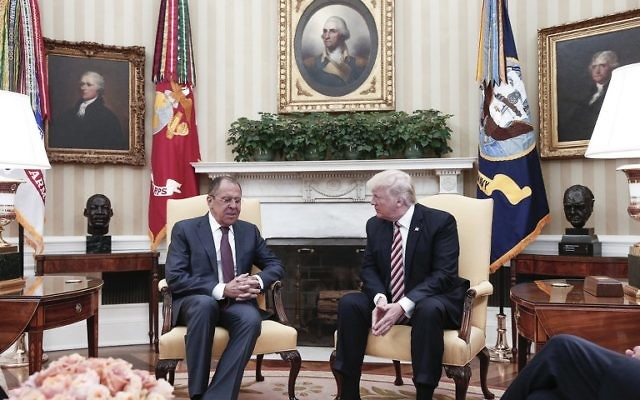 A handout photo made available by the Russian Foreign Ministry on May 10, 2017 shows US President Donald J. Trump (R) speaking with Russian Foreign Minister Sergei Lavrov during a meeting at the White House in Washington, DC. (AFP/Russian Foreign Ministry) A handout photo made available by the Russian Foreign Ministry on May 10, 2017 shows US President Donald J. Trump (R) speaking with Russian Foreign Minister Sergei Lavrov during a meeting at the White House in Washington, DC. (AFP/Russian Foreign Ministry)