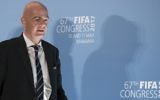 FIFA President Gianni Infantino arrives for a press conference at the 67th FIFA Congress in the Bahraini capital Manama on May 11, 2017. (AFP Photo/Jack Guez)