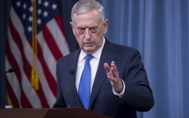 US Secretary of Defense Jim Mattis holds a press briefing at the Pentagon on May 19, 2017. (AFP Photo/Saul Loeb)