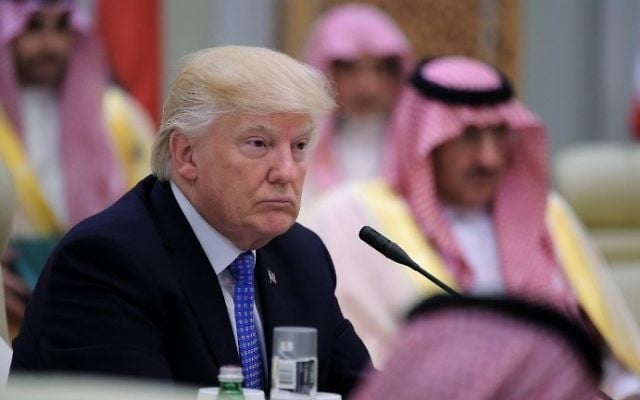 US President Donald Trump (C) attends a meeting with leaders of the Gulf Cooperation Council at the King Abdulaziz Conference Center in Riyadh on May 21, 2017. (AFP Photo/Mandel Ngan) US President Donald Trump (C) attends a meeting with leaders of the Gulf Cooperation Council at the King Abdulaziz Conference Center in Riyadh on May 21, 2017. (AFP Photo/Mandel Ngan)