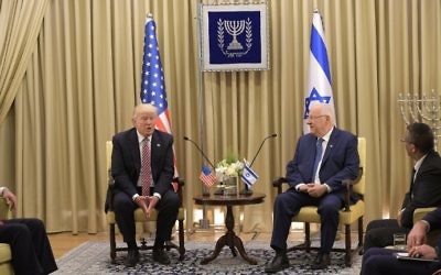 US President Donald Trump meets with President Reuven Rivlin at the President's Residence in Jerusalem on May 22, 2017. (AFP Photo/Mandel Ngan)