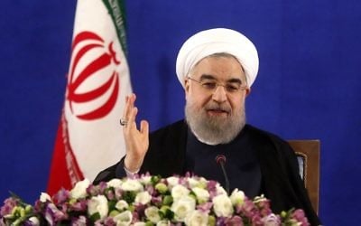 Iranian President Hassan Rouhani speaks during a press conference in Tehran on May 22, 2017. (AFP/ Atta Kenare)