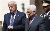 US President Donald Trump (L) is welcomed by Palestinian Authority President Mahmoud Abbas at the presidential palace in the West Bank city of Bethlehem on May 23, 2017. (Thomas Coex/AFP)