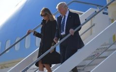 US President Donald Trump and First Lady Melania Trump step off Air Force One upon arrival at Rome's Fiumicino Airport on May 23, 2017. (Mandel Ngan/AFP)
