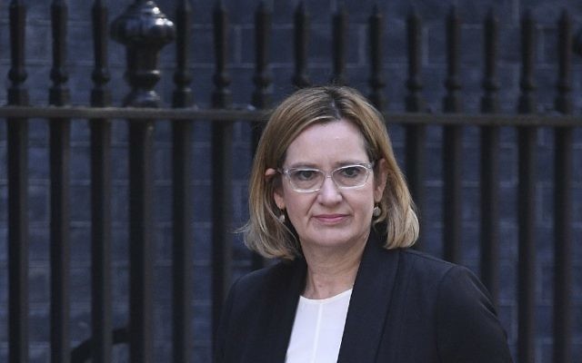 Britain's Home Secretary Amber Rudd arrives at Downing Street in central London on May 24, 2017, (AFP/Justin TALLIS)