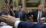 This file photo taken on January 31, 2017 shows then national security adviser General Mike Flynn (L), Senior Advisor Jared Kushner (2L) and US President Donald Trump (R) at the beginning of a meeting on cyber security at the White House. (AFP Photo/Brendan Smialowski)