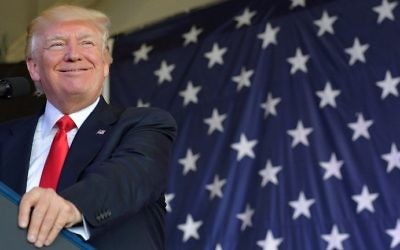 US President Donald Trump addresses US military personnel and families at Naval Air Station Sigonella on May 27, 2017, near Taormina in Sicily. (AFP Photo/Mandel Ngan)