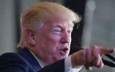 US President Donald Trump addresses US military personnel and families at Naval Air Station Sigonella after G7 summit of Heads of State and Government, on May 27, 2017 near Taormina in Sicily. (AFP/Mandel Ngan)