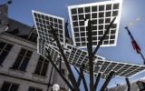 A picture taken on May 29, 2017 shows the first "eTree" provided in Europe by Solar Tree Europ, a French-Israeli start up, during an inauguration ceremony in Nevers, northern France. (Philippe Desmzes/AFP)