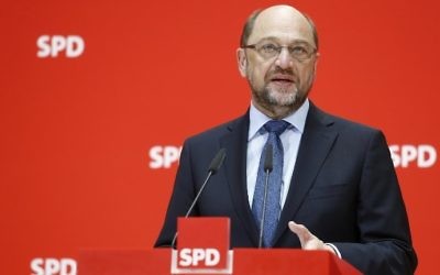 SPD leader Martin Schulz delivers a press statement at the headquarters of the SPD in Berlin on May 30, 2017. (AFP Photo/Odd Andersen)