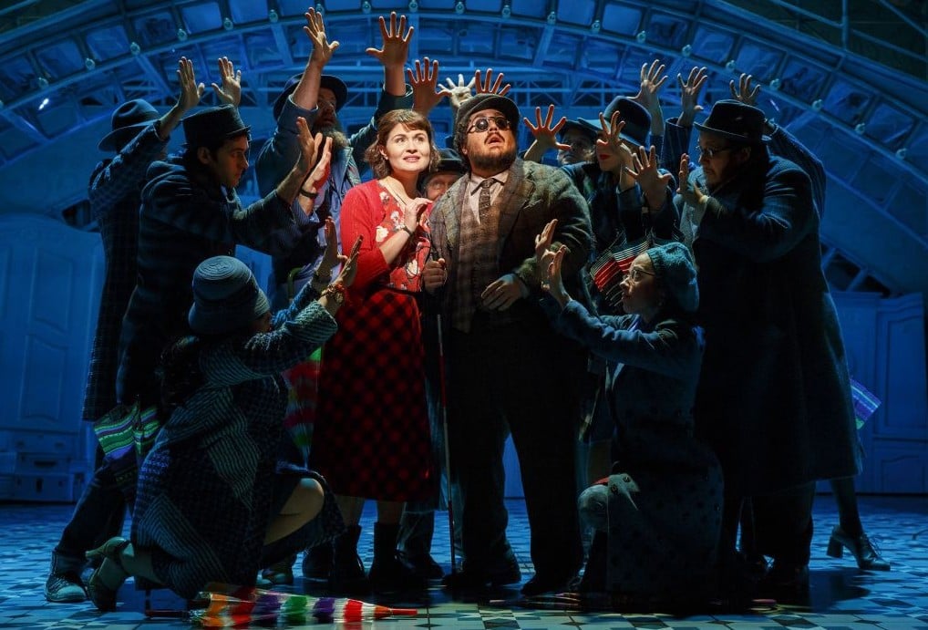 Phillipa Soo, David Andino and the cast of 'Amelie, a New Musical,' (Photo by Joan Marcus, 2017/Courtesy) Phillipa Soo, David Andino and the cast of 'Amelie, a New Musical,' (Photo by Joan Marcus, 2017/Courtesy)