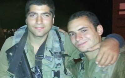 Gilad Yacoby, right, and Oz Mendelovitch, who were both killed in the 2014 Gaza war. (Courtesy)