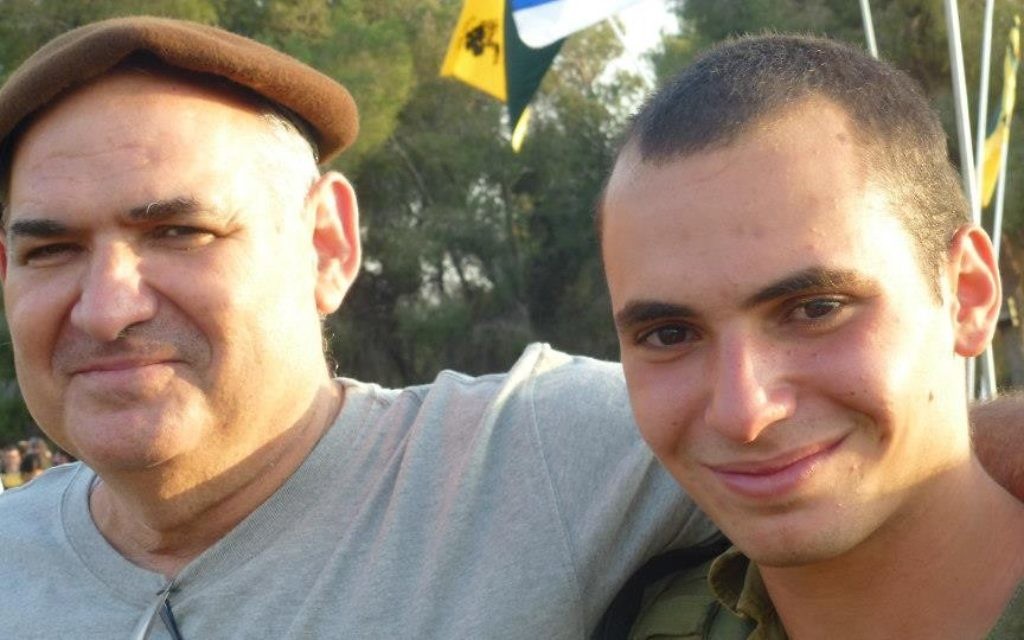 Avi Yacoby, left, poses for a photograph with his son Gilad, who later fell in the 2014 Gaza war. (Courtesy) Avi Yacoby, left, poses for a photograph with his son Gilad, who later fell in the 2014 Gaza war. (Courtesy)