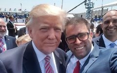 US President Donald Trump (L) poses for a selfie with MK Oren Hazan at Ben Gurion Airport on Monday, May 22, 2017. (Oren Hazan)