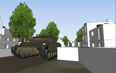 The plans for a new urban warfare training facility in northern Israel that is meant to simulate a Lebanese village, which were unveiled on May 29, 2017. (IDF Spokesperson's Unit)