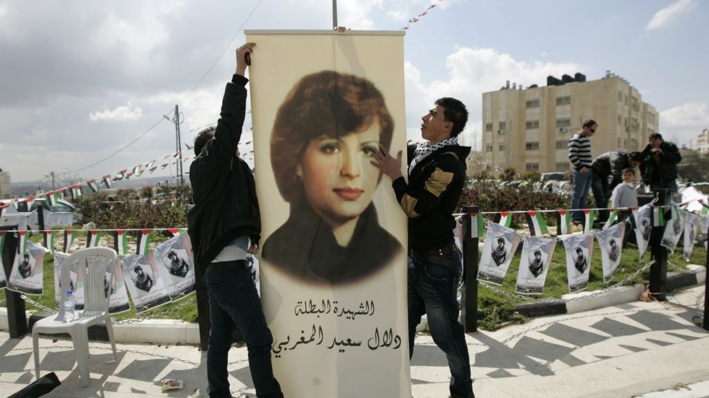 Palestinians inaugurate a square to commemorate Dalal Mughrabi, a Palestinian terrorist who killed dozens of Israeli civilians in a 1978 bus hijacking in Israel, seen in portrait, in the West Bank city of Ramallah, on March 13, 2011. (AP Photo/Majdi Mohammed) Palestinians inaugurate a square to commemorate Dalal Mughrabi, a Palestinian terrorist who killed dozens of Israeli civilians in a 1978 bus hijacking in Israel, seen in portrait, in the West Bank city of Ramallah, on March 13, 2011. (AP Photo/Majdi Mohammed)