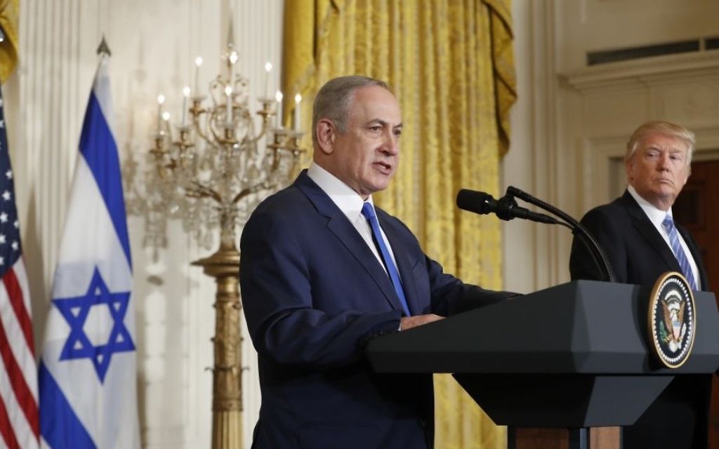 US President Donald Trump (right) and Israeli Prime Minister Benjamin Netanyahu meet in the Oval Office of the White House in Washington on February 15, 2017. (AP Photo/Carolyn Kaster, File) US President Donald Trump (right) and Israeli Prime Minister Benjamin Netanyahu meet in the Oval Office of the White House in Washington on February 15, 2017. (AP Photo/Carolyn Kaster, File)
