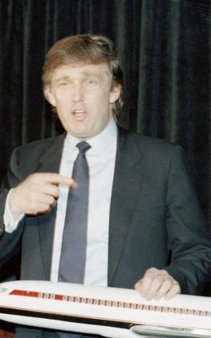 Real estate mogul Donald Trump speaks as he rests his hand on a model Boeing 727 during a news conference in New York, May 25, 1989, where he announced his plans for Eastern's Northeast shuttle fleet (AP Photo/Marty Lederhandler) Real estate mogul Donald Trump speaks as he rests his hand on a model Boeing 727 during a news conference in New York, May 25, 1989, where he announced his plans for Eastern's Northeast shuttle fleet (AP Photo/Marty Lederhandler)
