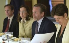 Anders Samuelsen, second from right, Denmark's Minister for Foreign Affairs , meets with representatives of Israeli high tech industry in Jerusalem (Courtesy: Yossi Zwecker)