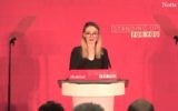 Screen capture from video showing General secretary of Nottingham Labour Students Committee Bethany Barker introducing UK Labour party leader Jeremy Corbyn at a campaign rally in Nottingham, April 2017. (YouTube/2Four7)