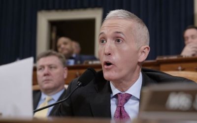 In this March 20, 2017, photo, House Intelligence Committee member Rep. Trey Gowdy, Republican, South Carolina, questions then-FBI Director James Comey and National Security Agency Director Michael Rogers as they testify on Capitol Hill in Washington. (AP/J. Scott Applewhite)