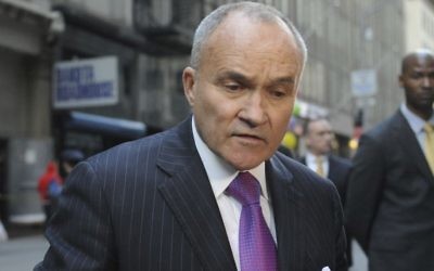 In this April 26, 2013, photo, Raymond Kelly speaks to the media opposite 51 Park Place in New York. (AP/Louis Lanzano)