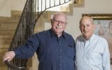 Cofounders of Taglit-Birthright Michael Steinhardt (L) and Charles Bronfman, in Jerusalem on June 4, 2015. (Yonatan Sindel/ Flash90)
