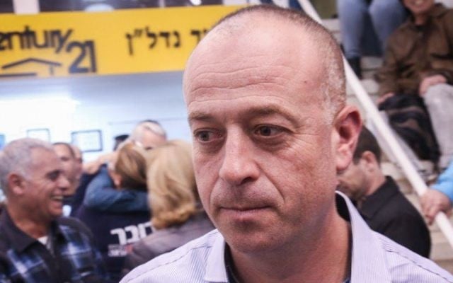 Mayoral candidate, Avi Grober, seen after the Ramat HaSharon Mayoral elections, on January 13, 2016. (Flash90)