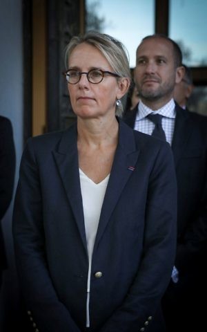 French Ambassador to Israel Helene Le Gal attends a ceremony for new ambassadors at the President's Residence in Jerusalem on December 12, 2016. (Isaac Harari/Flash90)