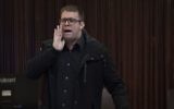 MK Oren Hazan reacts at a plenum session in the assembly hall of Knesset on January 25, 2017. (Yonatan Sindel/Flash90)