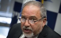 Defense Minister and leader of Israel Beytenu party, Avigdor Liberman, leads the faction meeting at the Knesset on March 20, 2017. (Hadas Parush/Flash90)