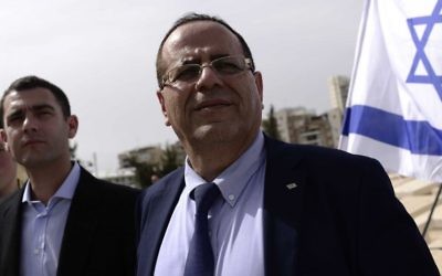 Communications Minister Ayoub Kara attends a ceremony for fallen ultra-Orthodox soldiers at a cemetery in Bnei Brak on May 1, 2017. (Tomer Neuberg/Flash90) 