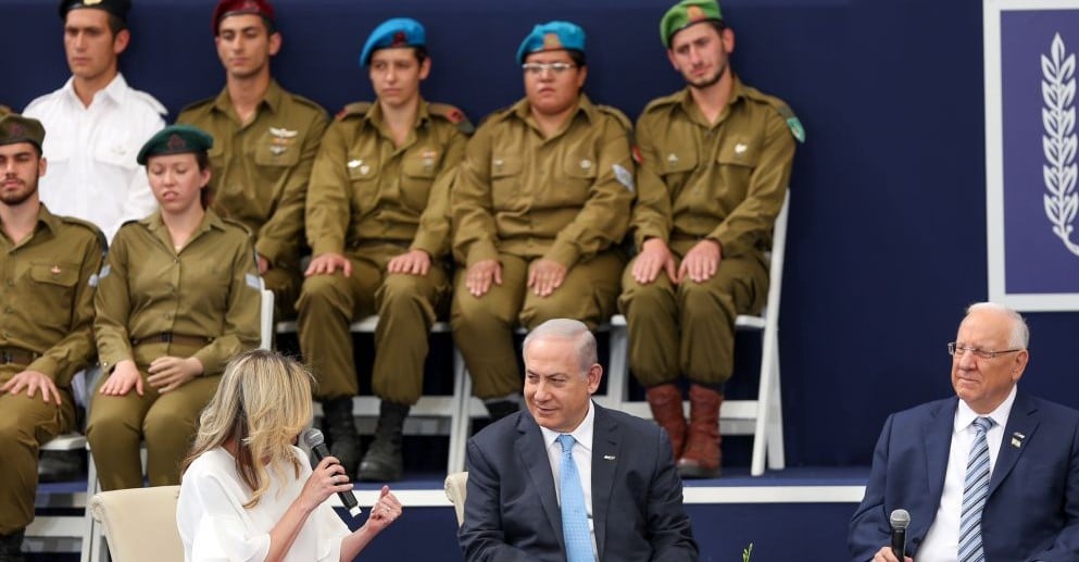 Prime Minister Benjamin Netanyahu (L) and President Reuven Rivlin at an Independence Day ceremony at the President's Residence in Jerusalem on May 2, 2017. Behind them are soldiers being honored for exemplary service. (Hadas Parush/Flash90) Prime Minister Benjamin Netanyahu (L) and President Reuven Rivlin at an Independence Day ceremony at the President's Residence in Jerusalem on May 2, 2017. Behind them are soldiers being honored for exemplary service. (Hadas Parush/Flash90)