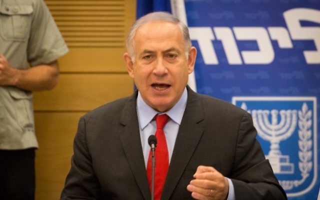 Prime Minister Benjamin Netanyahu attends a Likud faction meeting in the Knesset on May 08, 2017. (Miriam Alster/FLASH90) Prime Minister Benjamin Netanyahu attends a Likud faction meeting in the Knesset on May 08, 2017. (Miriam Alster/FLASH90)