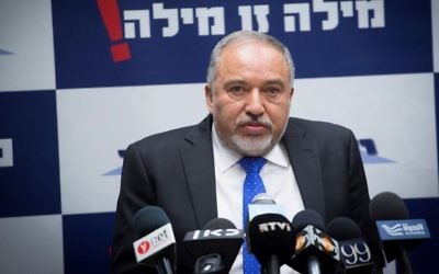 Defense Ministor Avigdor Liberman leads a faction meeting of his Yisrael Beytenu party at the Knesset on May 15 2017. (Miriam Alster/Flash90) Defense Ministor Avigdor Liberman leads a faction meeting of his Yisrael Beytenu party at the Knesset on May 15 2017. (Miriam Alster/Flash90)