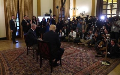 US President Donald Trump meets with Israeli Prime Minister Benjamin Netanyahu at the King David hotel in Jerusalem on May 22, 2017 (Kobi Gideon / GPO) US President Donald Trump meets with Israeli Prime Minister Benjamin Netanyahu at the King David hotel in Jerusalem on May 22, 2017 (Kobi Gideon / GPO)