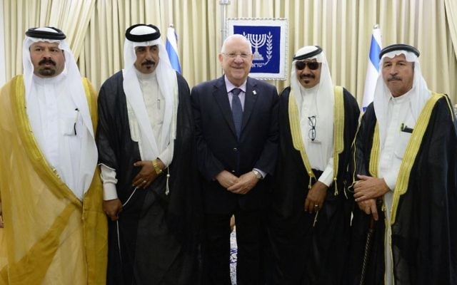 President Reuven Rivlin meets a delegation of Jordanian Sheikhs at his residence in Jerusalem on May 17, 2017 (Mark Neiman / GPO)