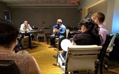 A sing along at Limmud FSU in New York, May 12-14, 2017. (Boris Masis)