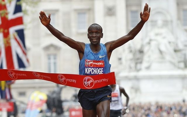 In this Sunday, April 26, 2015 file photo, Eliud Kipchoge of Kenya wins the Men's race in the 35th London Marathon. (AP Photo/Kirsty Wigglesworth) In this Sunday, April 26, 2015 file photo, Eliud Kipchoge of Kenya wins the Men's race in the 35th London Marathon. (AP Photo/Kirsty Wigglesworth)