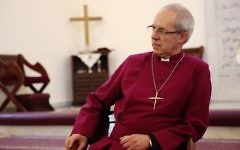 Justin Welby, the archbishop of Canterbury, talks to fellow Anglican leaders in Amman, Jordan, May 2, 2017. (AP/Sam McNeil)
