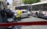 A car crash in Tel Aviv an hour before US President Donald Trump was due to land in Israel raised fears of a terrorist attack until police confirmed it was an accident, on May 22, 2017. (Judah Ari Gross/Times of Israel)