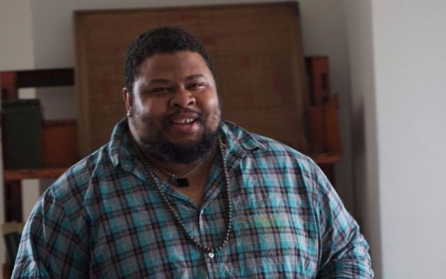 Michael Twitty speaking at the annual Food Book Fair in New York, May 13, 2017. (Clay Williams/JTA)