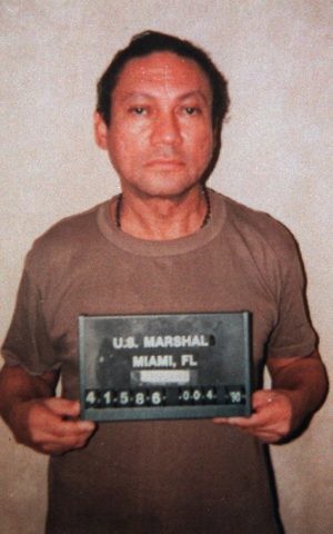 This Jan.1990, file photo shows deposed Panamanian Gen. Manuel Antonio Noriega, who is serving a 40-year sentence in Miami for drug trafficking. (AP, File)