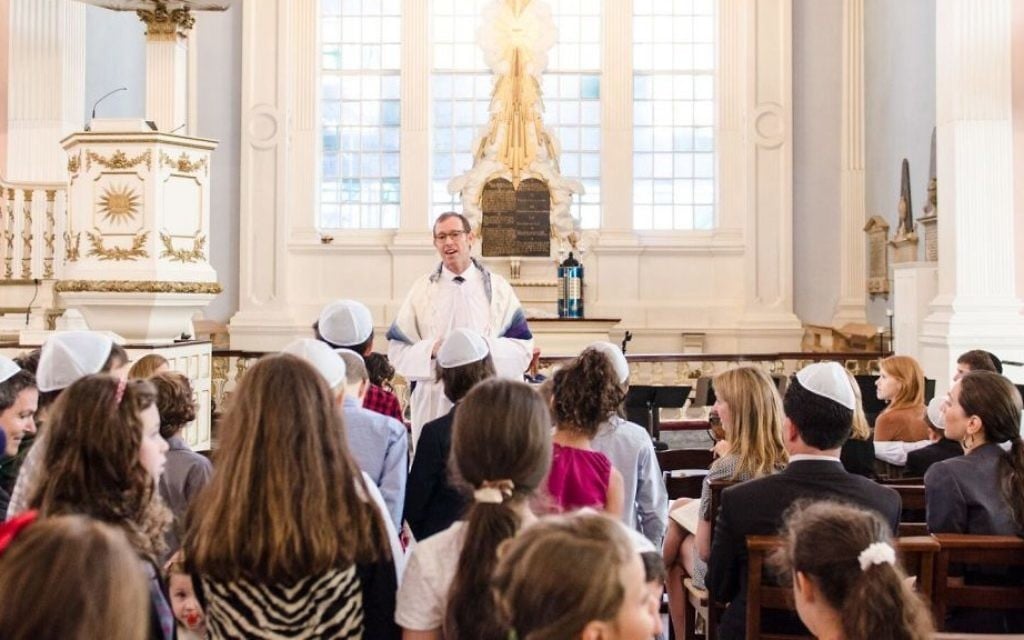 Illustrative: Rabbi Darren Levine leading a youth service at Tamid Downtown Synagogue in New York. (Courtesy) Illustrative: Rabbi Darren Levine leading a youth service at Tamid Downtown Synagogue in New York. (Courtesy)