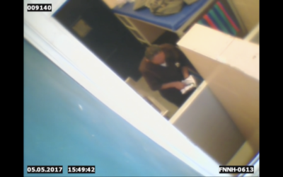 Marwan Barghouti seen in video footage unwrapping a candy bar in his cell while ostensibly leading a hunger strike among Palestinian prisoners. (Screen capture: Israel Prisons Service) Marwan Barghouti seen in video footage unwrapping a candy bar in his cell while ostensibly leading a hunger strike among Palestinian prisoners. (Screen capture: Israel Prisons Service)