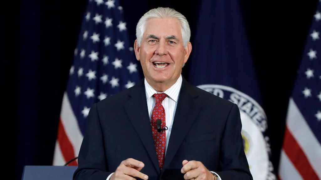 US Secretary of State Rex Tillerson speaks to State Department employees, at the State Department in Washington, May 3, 2017. (AP Photo/Jacquelyn Martin) US Secretary of State Rex Tillerson speaks to State Department employees, at the State Department in Washington, May 3, 2017. (AP Photo/Jacquelyn Martin)