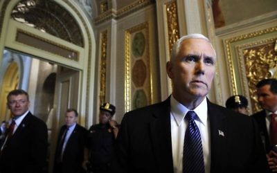 Vice President Mike Pence talks to reporters in the Capitol on Capitol Hill in Washington, Wednesday, May 10, 2017. (AP/Jacquelyn Martin)