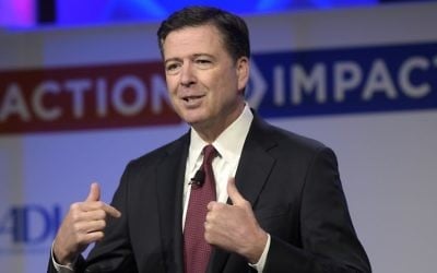 Then-FBI Director James Comey speaks to the Anti-Defamation League National Leadership Summit in Washington, May 8, 2017. (AP/Susan Walsh)