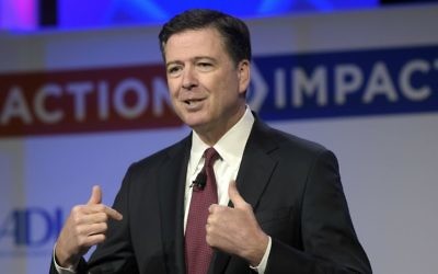 In this May 8, 2017, file photo, then-FBI director James Comey speaks to the Anti-Defamation League National Leadership Summit in Washington. (AP Photo/Susan Walsh, File)