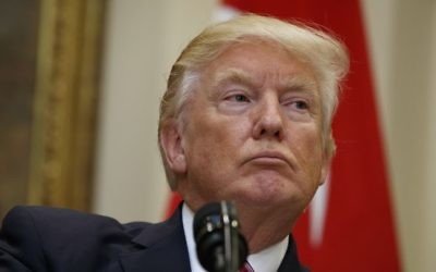 President Donald Trump listens as Turkish President Recep Tayyip Erdogan speaks in the Roosevelt Room of the White House in Washington, Tuesday, May 16, 2017. (AP /Evan Vucci)